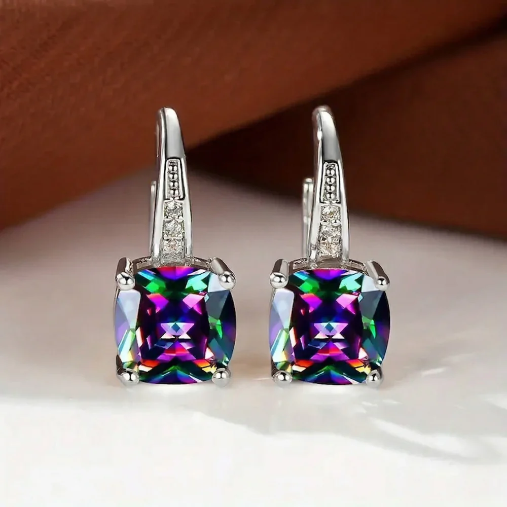 Mystic Stone Hoop Earrings | Gold - Image 11