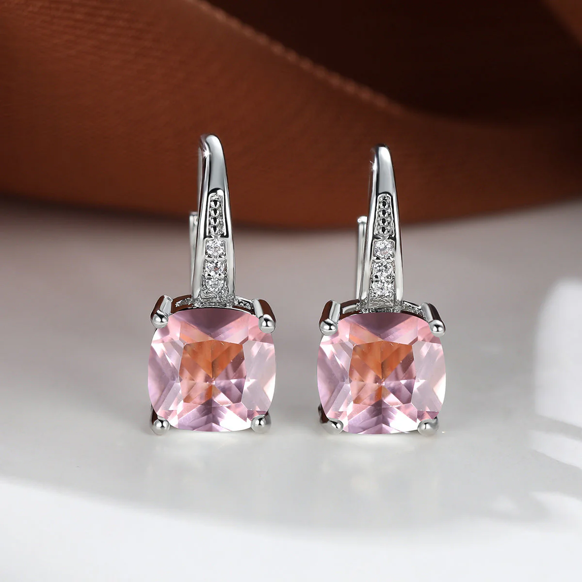 Mystic Stone Hoop Earrings | White Gold - Image 10