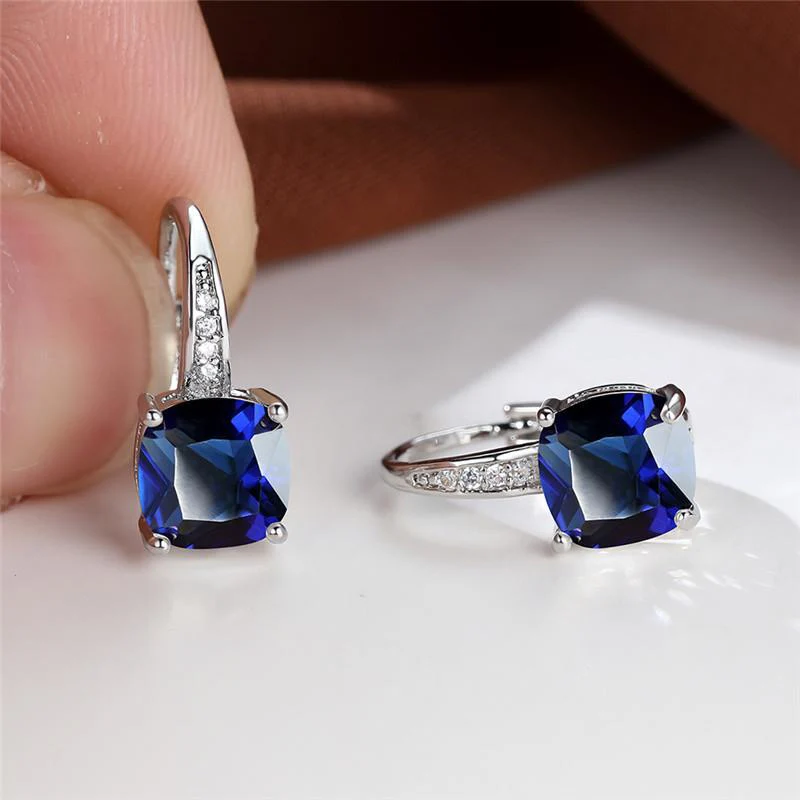 Mystic Stone Hoop Earrings | White Gold - Image 11