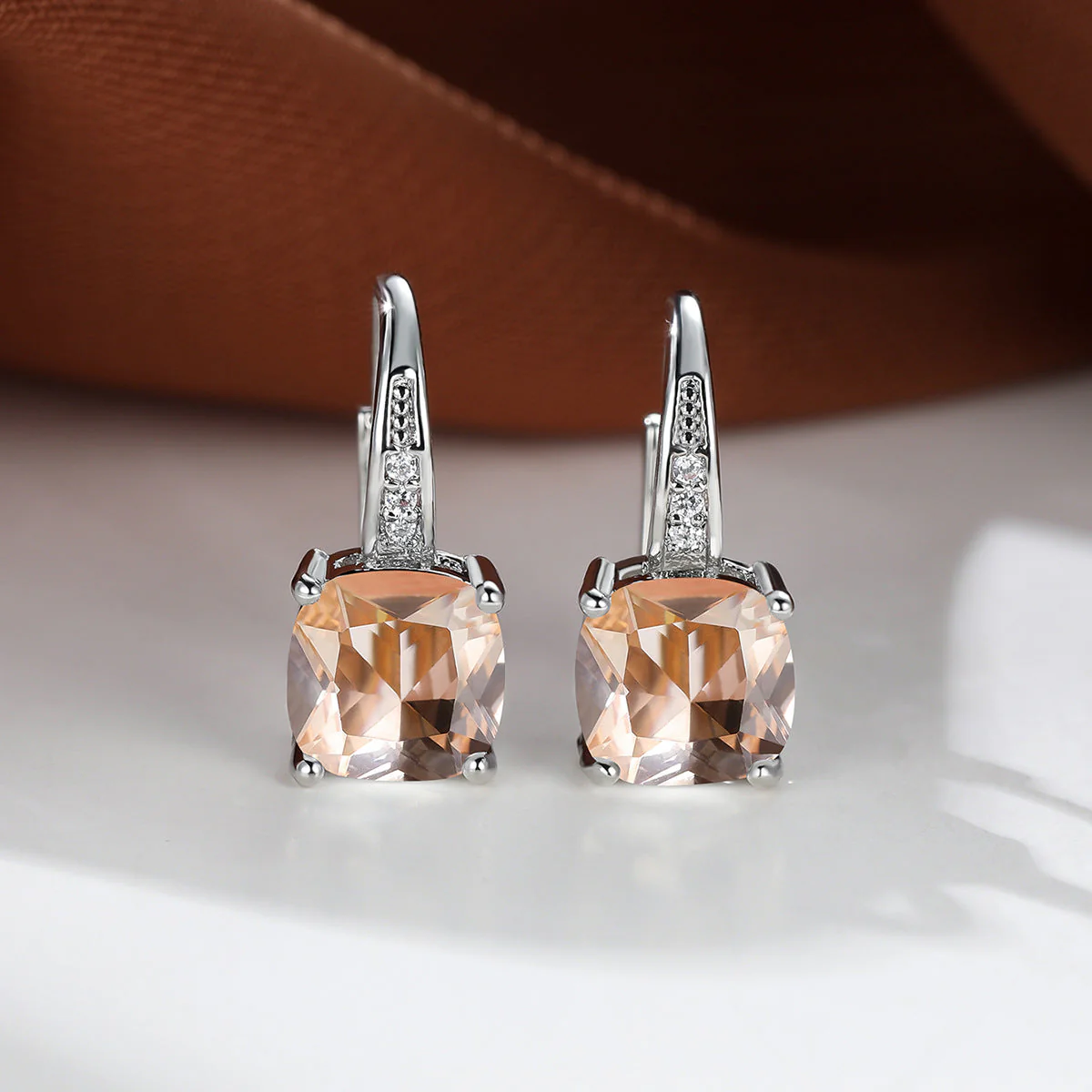 Mystic Stone Hoop Earrings | White Gold - Image 2