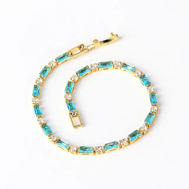 Natural Turquoise Stone Bracelet | Gold - Image 3