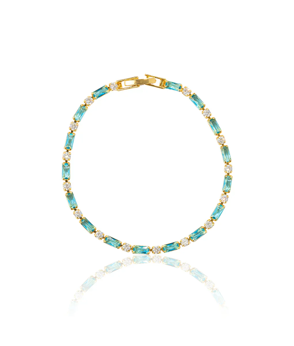Natural Turquoise Stone Bracelet | Gold - Image 4