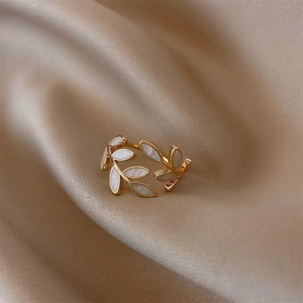 Neraya Delicate Leaf Open Ring | Gold - Image 4