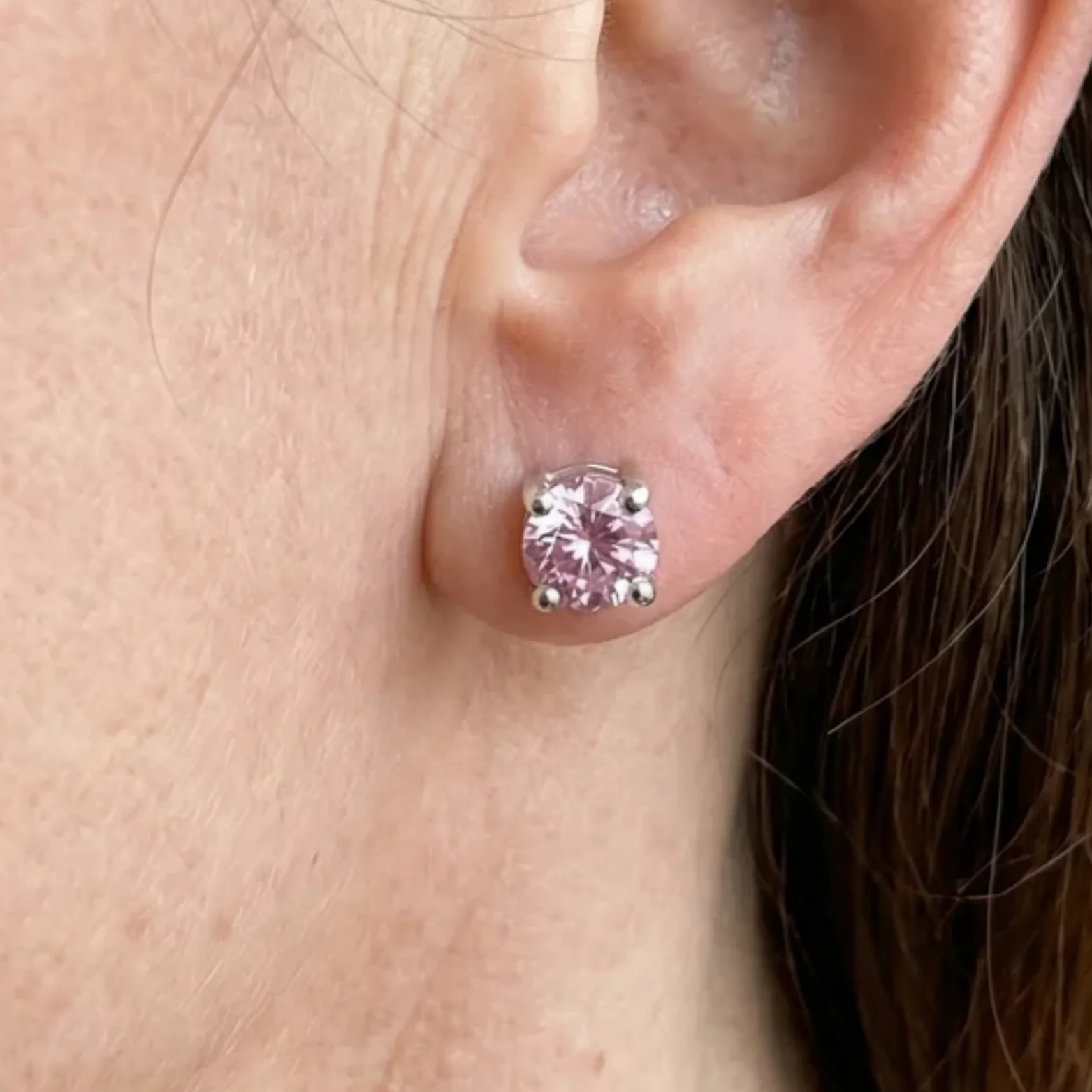 Pink Sapphire Round Studs | White Gold - Image 2