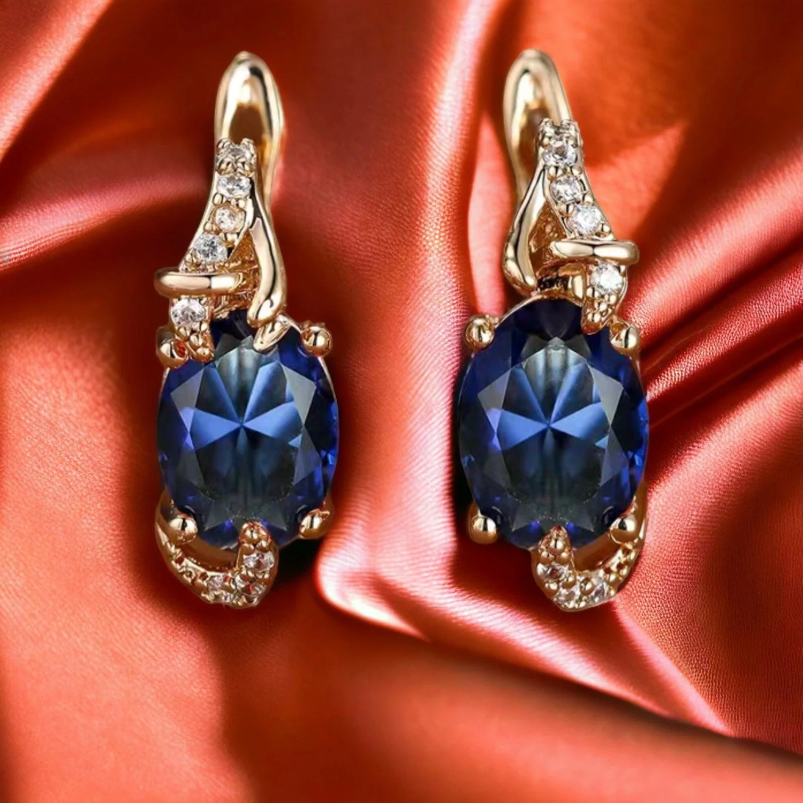 Royal Midnight Drop Earrings | Gold - Image 2