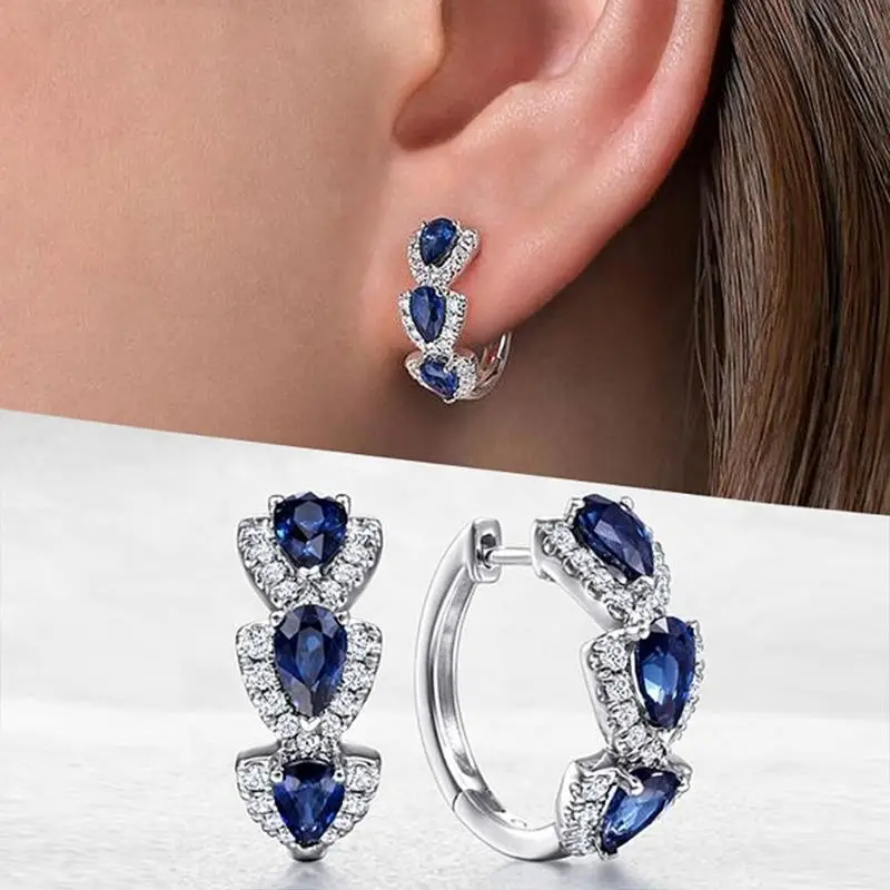Royal Sapphire Crest Earrings | White Gold - Image 3