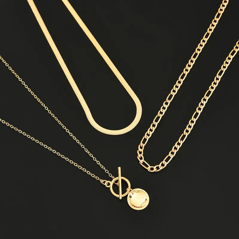 Savira Textured Coin Layered Necklace | Gold - Image 3
