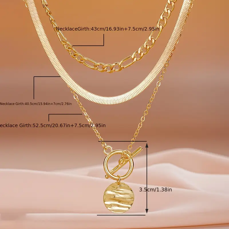 Savira Textured Coin Layered Necklace | Gold - Image 7