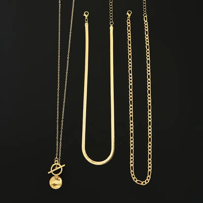 Savira Textured Coin Layered Necklace | Gold - Image 4