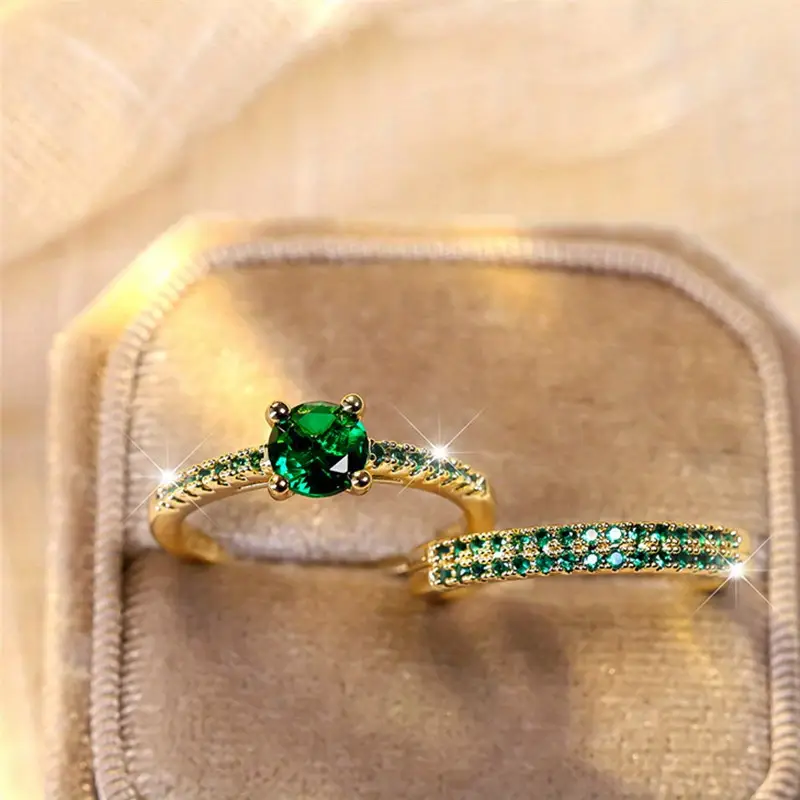 Serena Emerald Duo Ring Set | Gold - Image 3