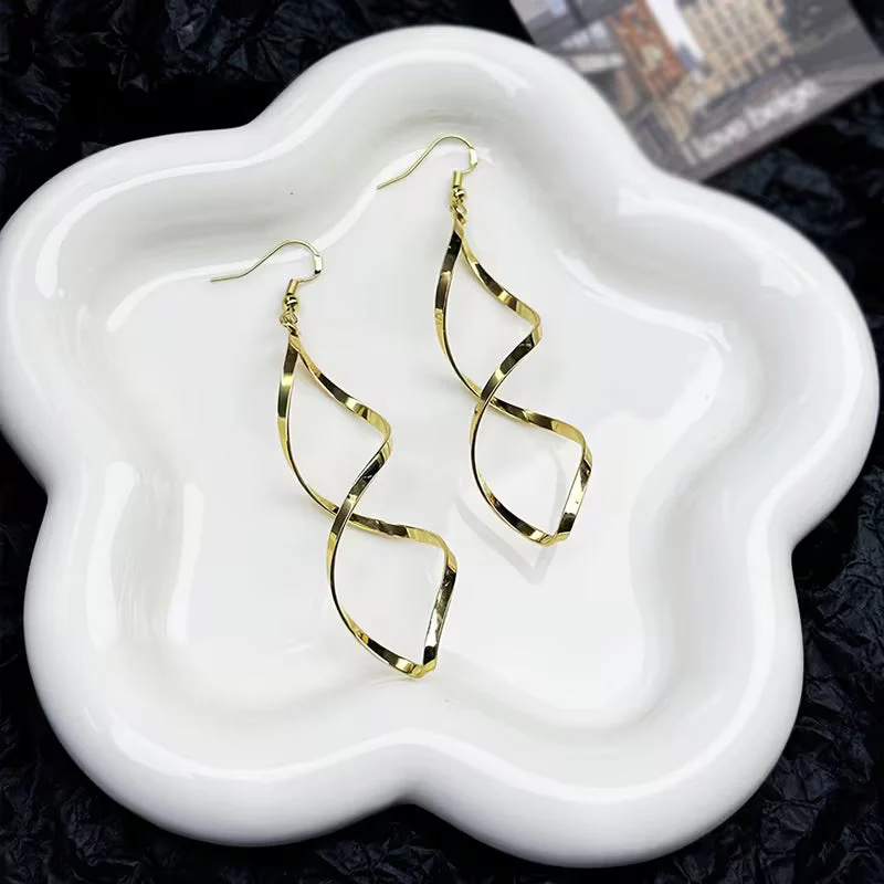 Spiral Dangle Earrings | Gold - Image 3