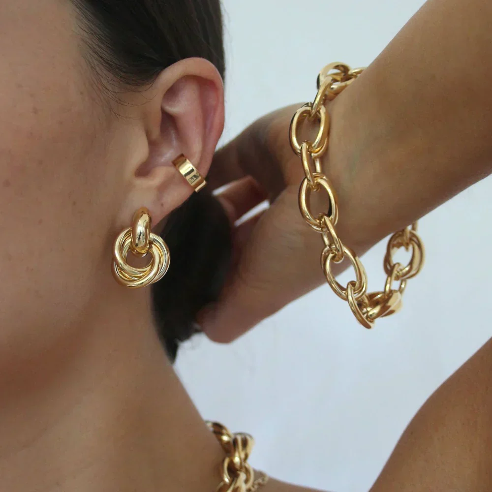 Statement Interlocking Earrings | Gold - Image 4