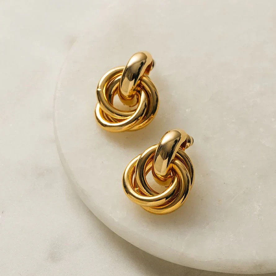 Statement Interlocking Earrings | White Gold - Image 6