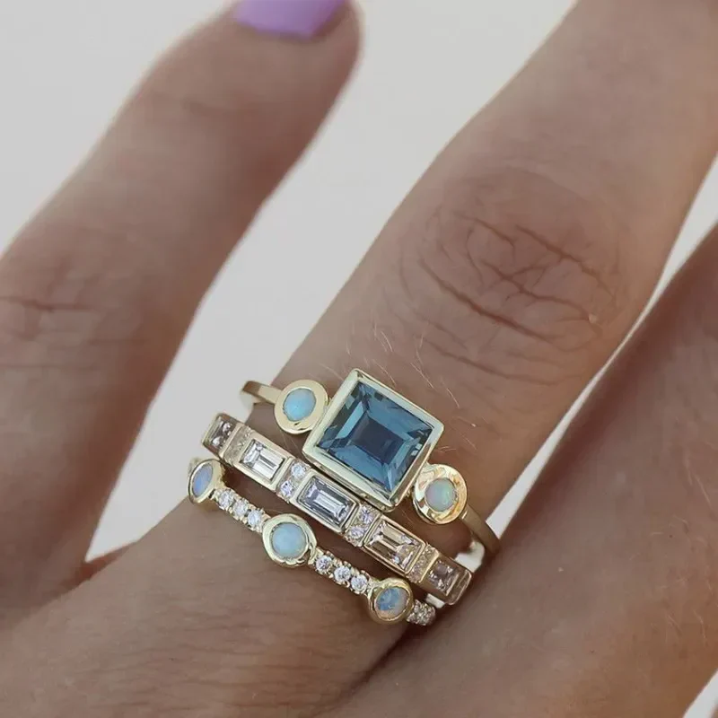 Timeless Azure Ring Set | Gold - Image 2