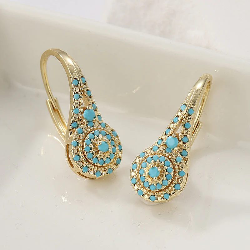 Valenne Turquoise Cluster Earrings | Gold - Image 3