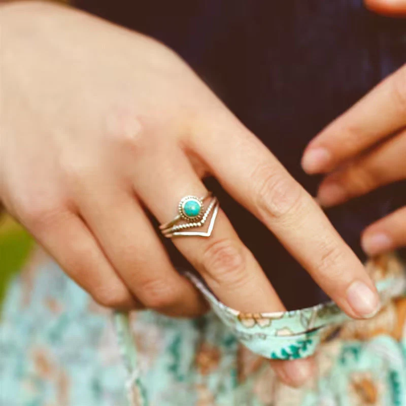 Velora Turquoise Beaded Ring | Gold - Image 3